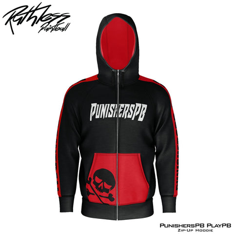 Punisherspb.com Red Stripe Zip-Up Hoodie