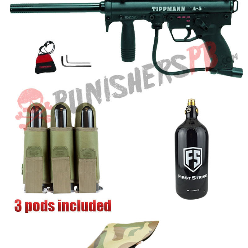 Tippmann Electronic A5 Complete Paintball Gun Package