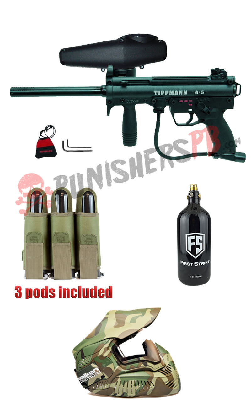 Tippmann Electronic A5 Complete Paintball Gun Package