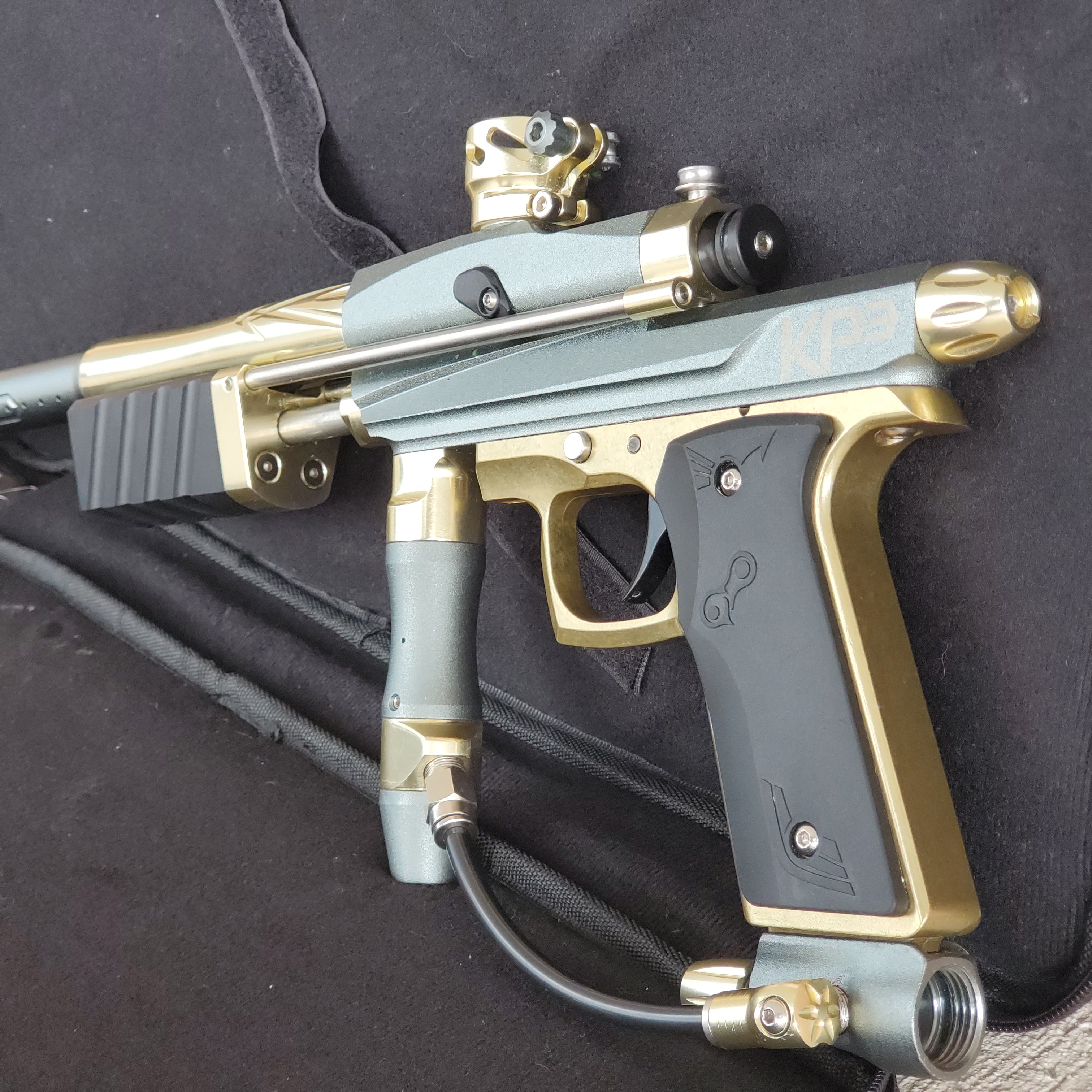 Used Azodin KP3 Pump Paintball Gun - Dust Titanium / Gold