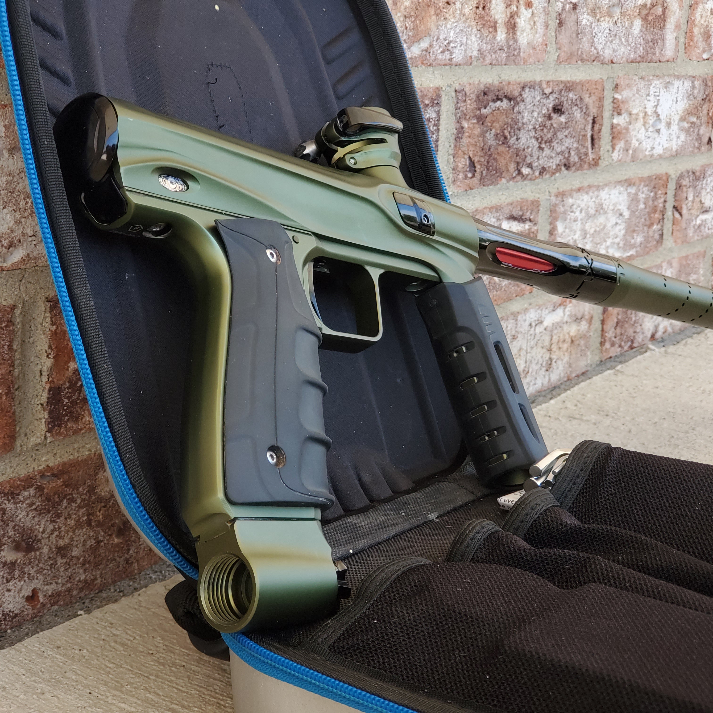 Used Shocker XLS CVO Paintball Gun Olive Punishers Paintball