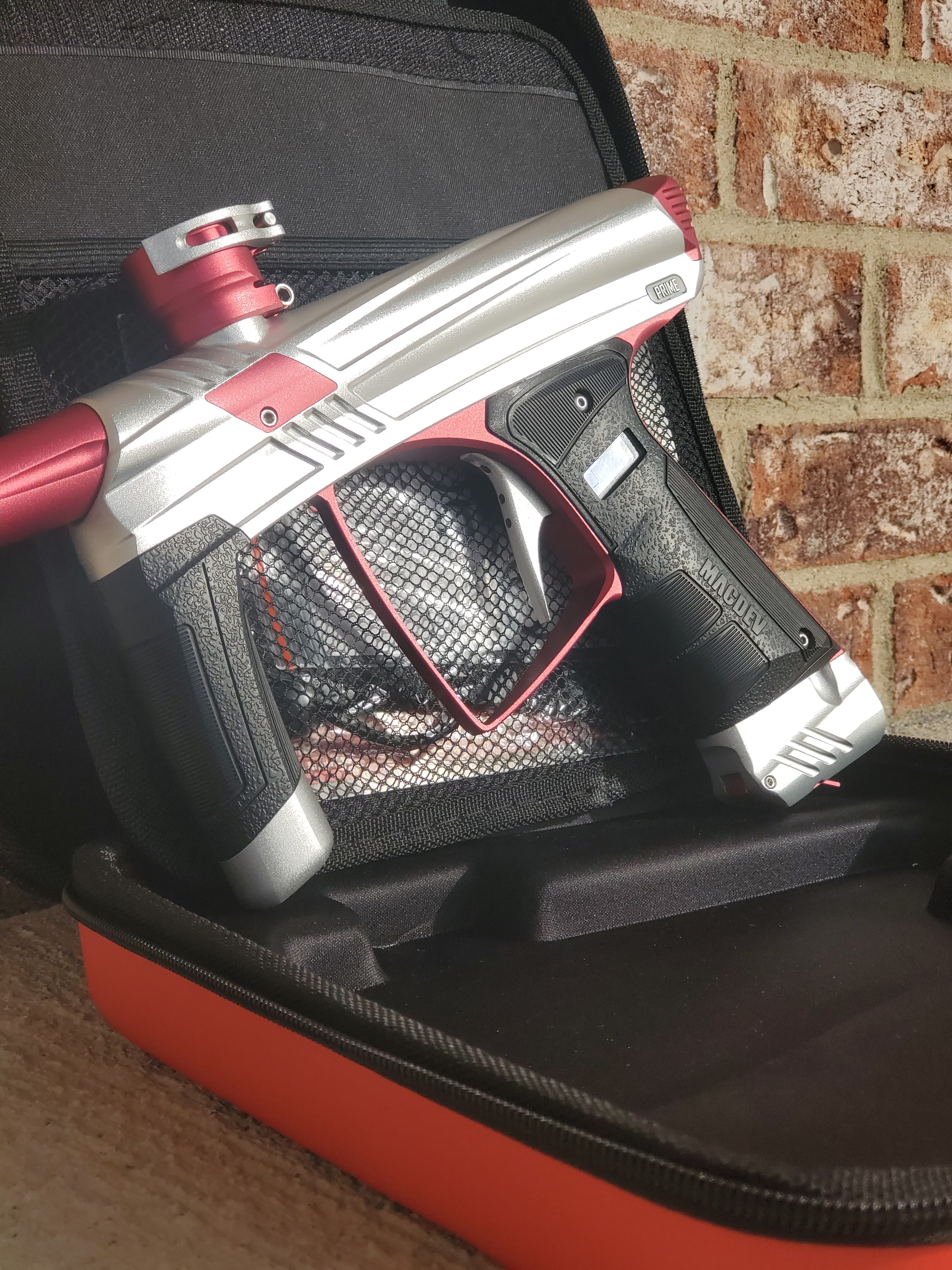 Used MacDev Prime Paintball Marker - Silver / Red