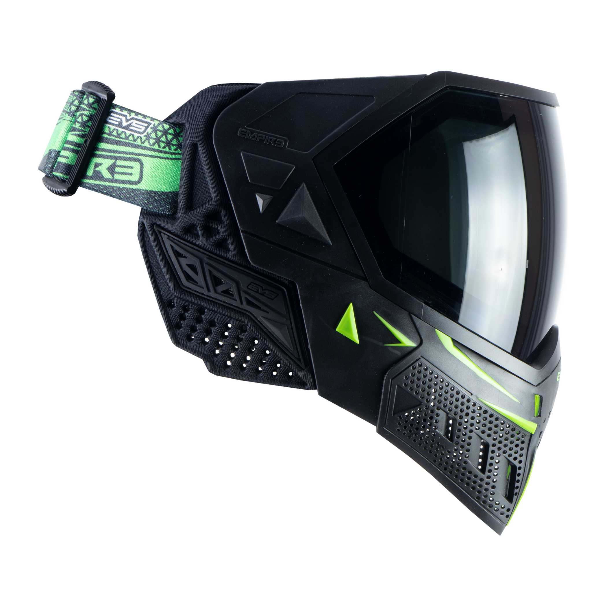 Empire EVS Paintball Mask - Black/Green (Thermal Smoke & Clear Lens)