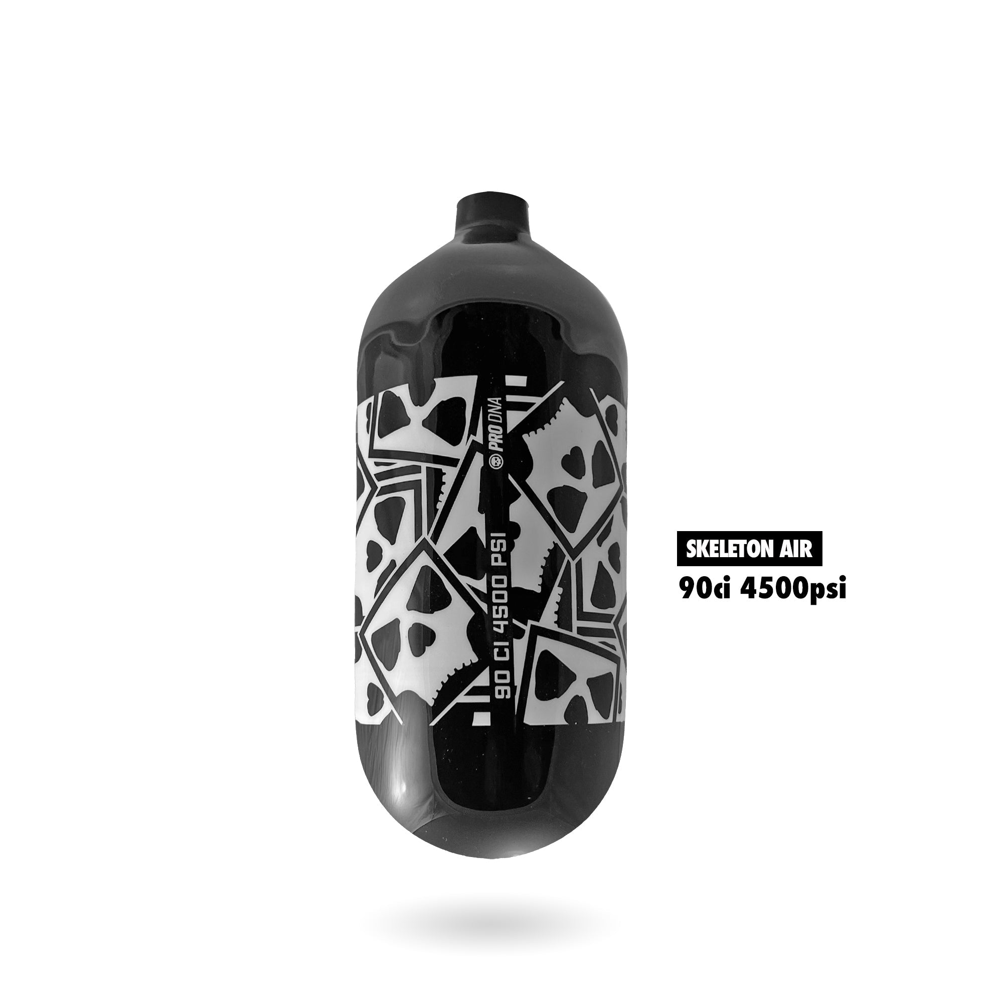 Infamous Hyperlight "SKULL AO SERIES" Paintball Tank BOTTLE ONLY - Black / White - 90/4500 PSI