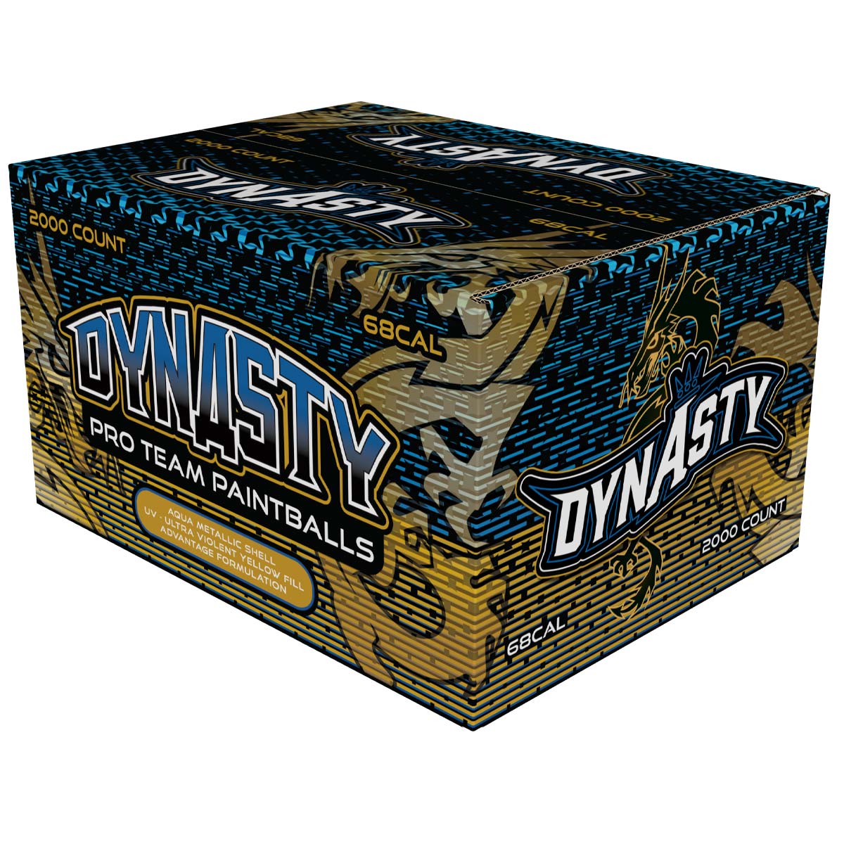 GI Sportz/Dynasty Pro Team Paintballs - 2000 Paintballs - Aqua Metallic Shell - Yellow Fill *BANANA SCENT*