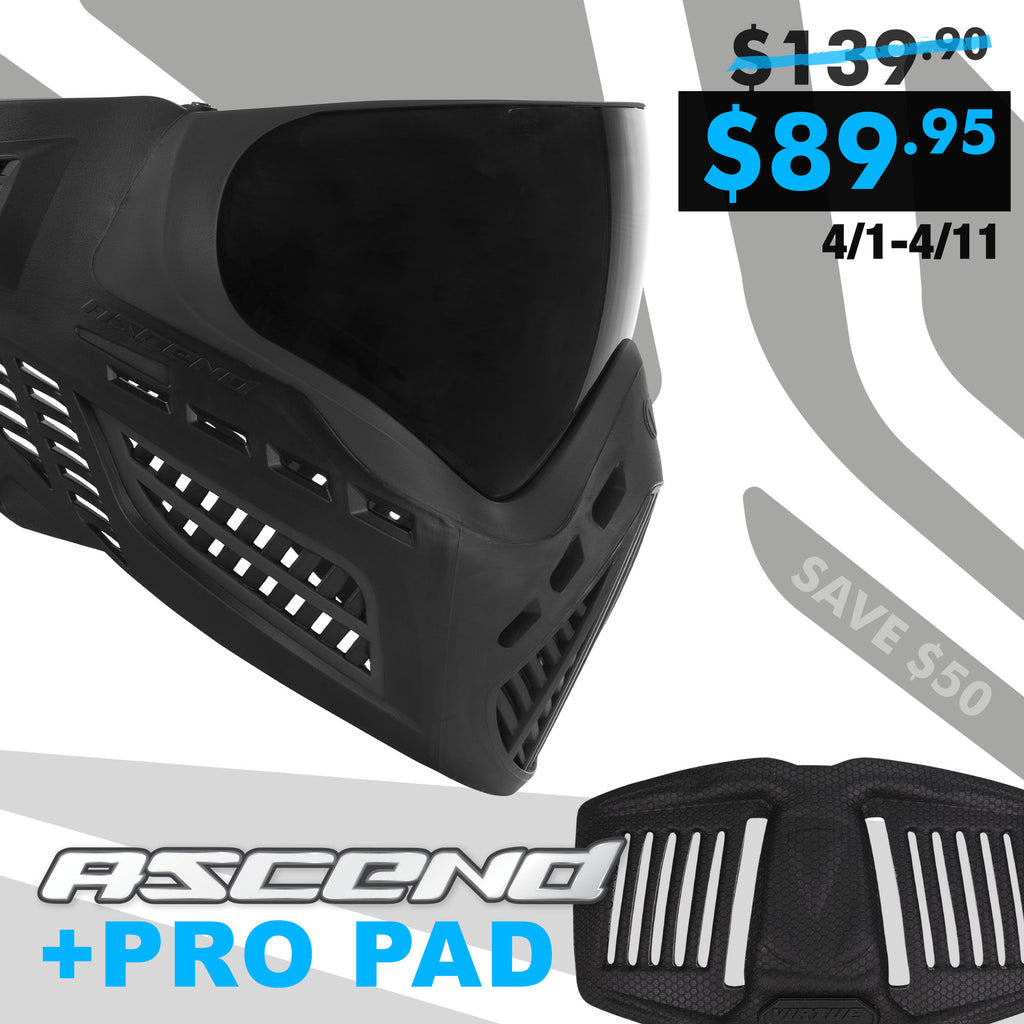 Virtue Vio Ascend Paintball Mask - Black w/ FREE Pro Pad!