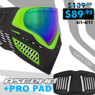 Virtue Vio Ascend Paintball Mask - Lime Emerald w/ FREE Pro Pad!