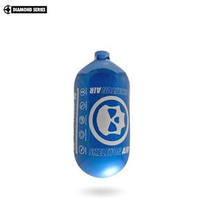 Infamous Skeleton Air "Hyperlight" Paintball Tank BOTTLE ONLY - Diamond Series - Blue / Silver - 80/4500 PSI