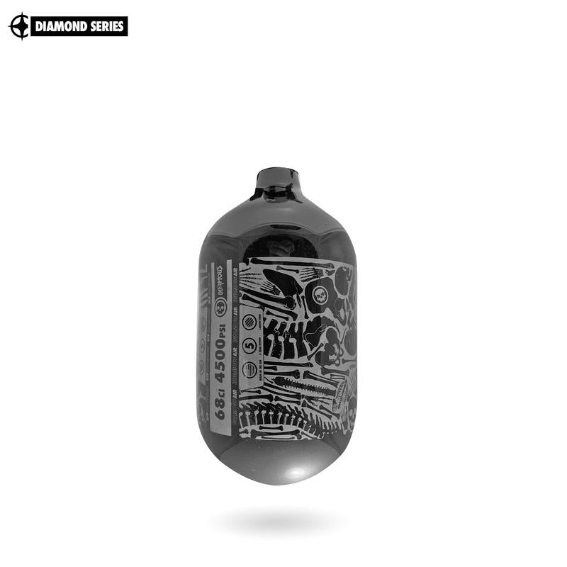 INFAMOUS AIR "BONES" Paintball Tank - Diamond Series - BOTTLE ONLY - 68CI / 4500PSI - Black / Silver