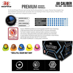 Empire Premium 0.68 Caliber Paintballs - 2000 Paintballs - Metallic Yellow Shell - Yellow Fill