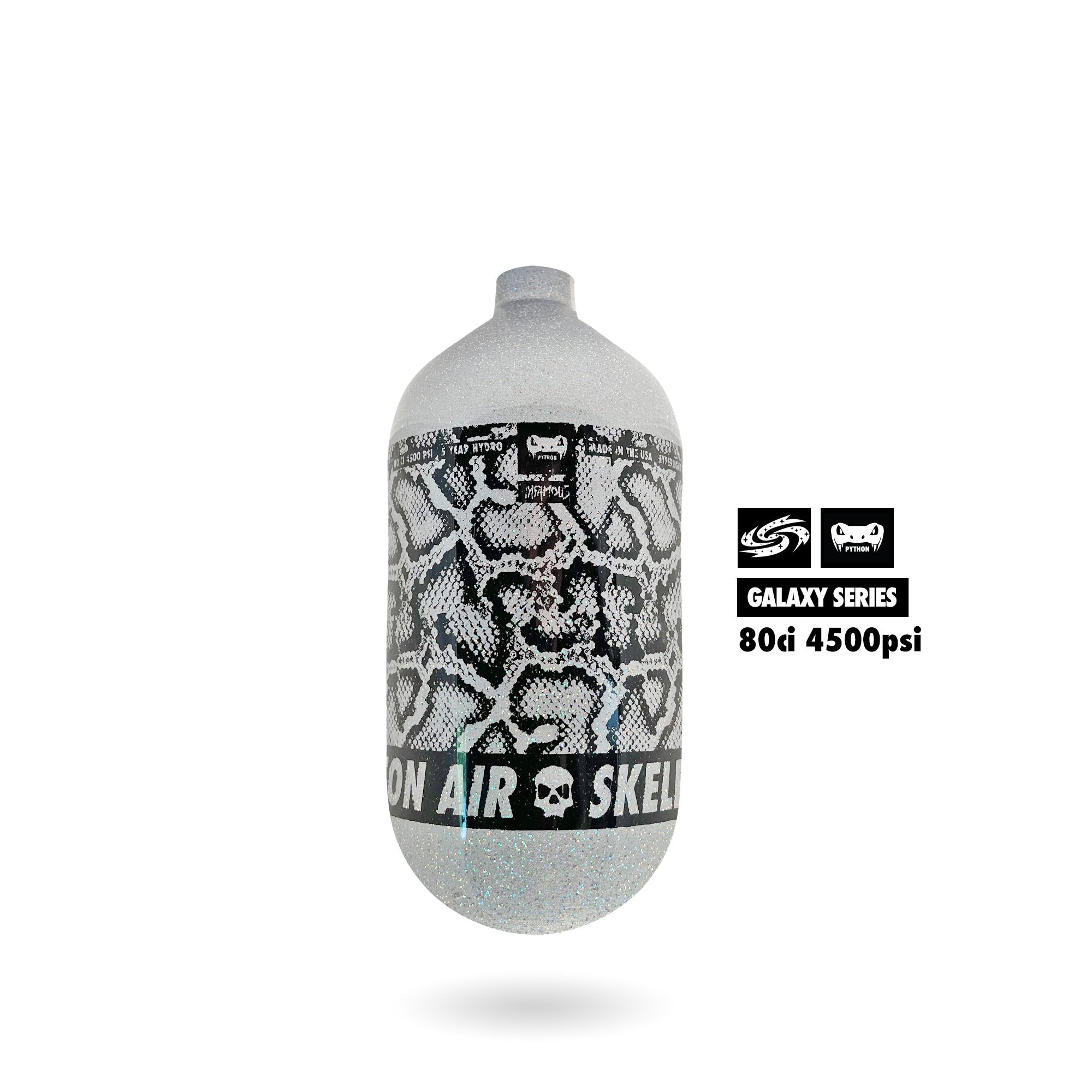 Infamous Python Air Paintball Tank BOTTLE ONLY - Galaxy Series - Solar Silver - 80/4500 PSI