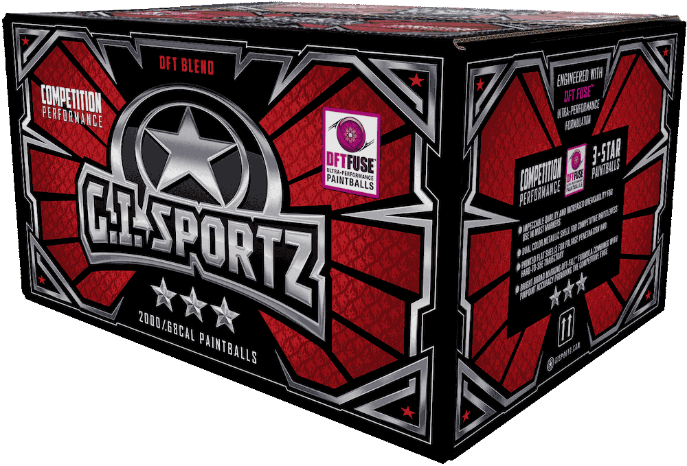 GI Sportz 3 Star Paintballs - 2000 Paintballs - Magma / Imperial Shell - Orange Fill