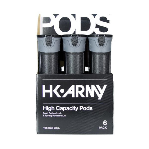HK Army High Capacity 165 Round Pods- Dark Smoke/Grey- 6 Pack