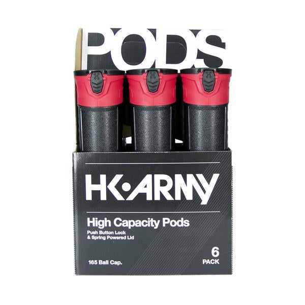 HK Army High Capacity 165 Round Pods- Black/Red- 6 Pack