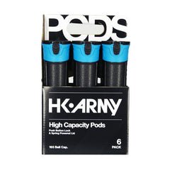 HK Army High Capacity 165 Round Pods- Black/Turquoise- 6 Pack