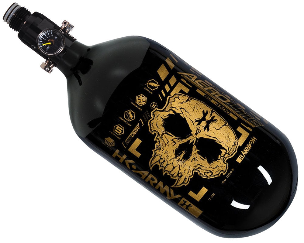 HK Army "Extra Lite" Carbon Fiber Tank - Standard Reg - Doom - 80/4500 PSI - Black/Gold