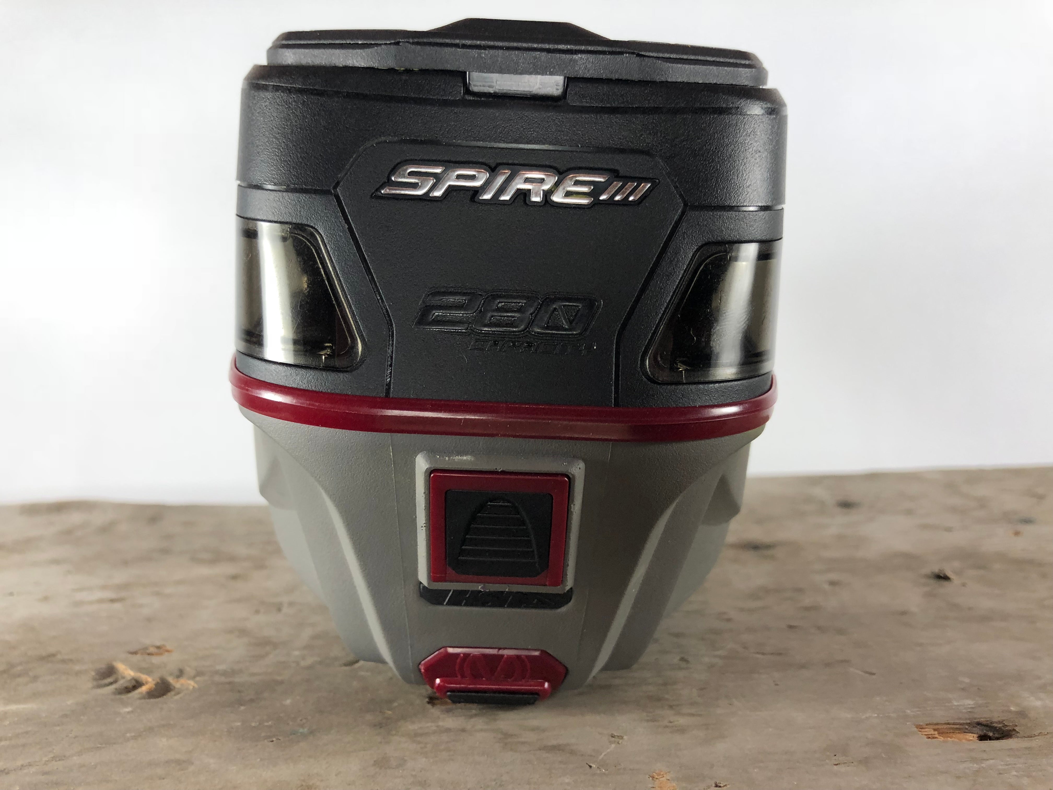 Used Virtue Spire 280 Paintball Loader with speed feed - Black/Gray/Red