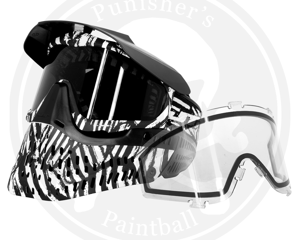 JT Spectra Proflex LE Paintball Mask Goggle w/ Clear + Smoke Lens - ZEBRA