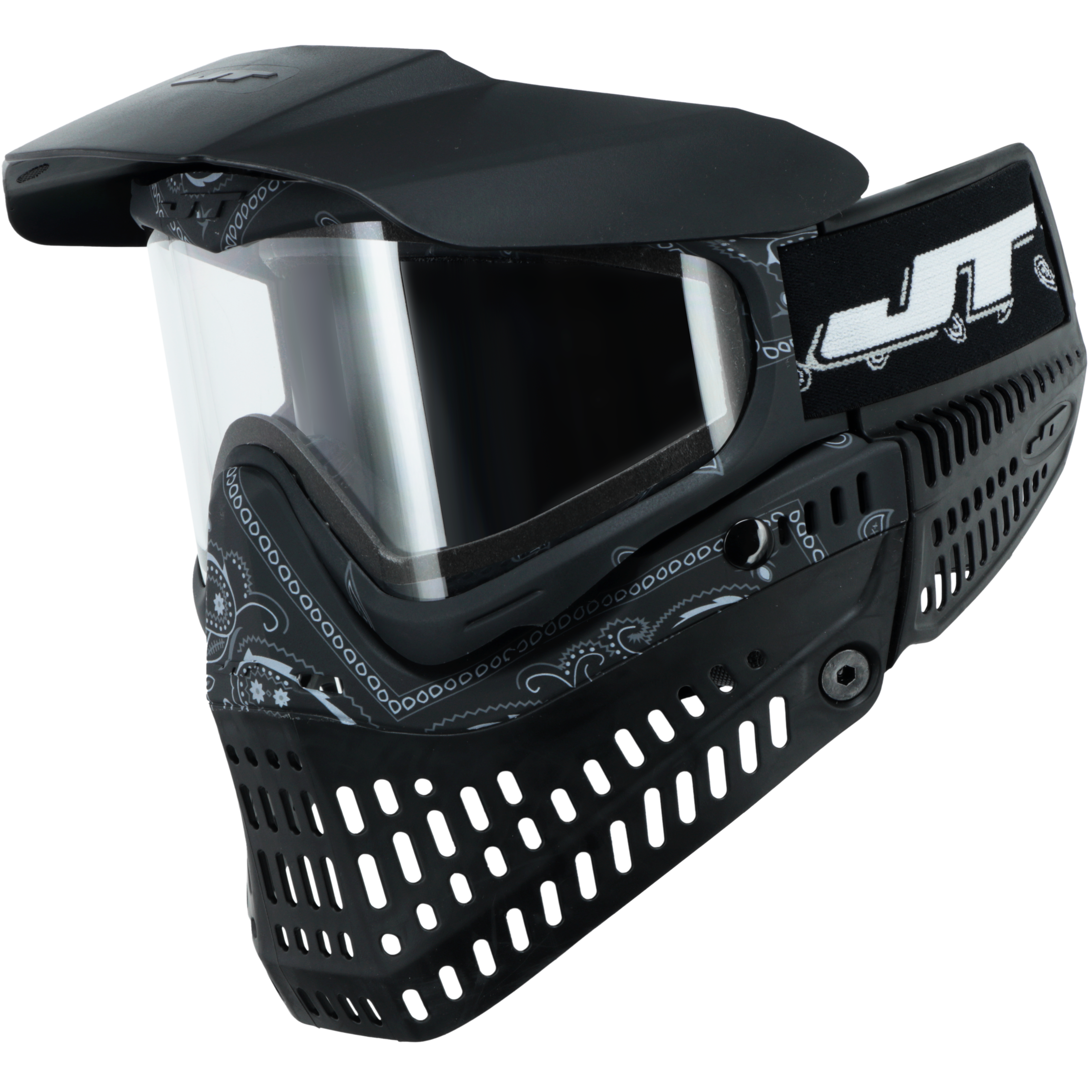 JT Proflex Paintball Mask - LE Bandana Series - Black w/ Clear & Smoke Lens