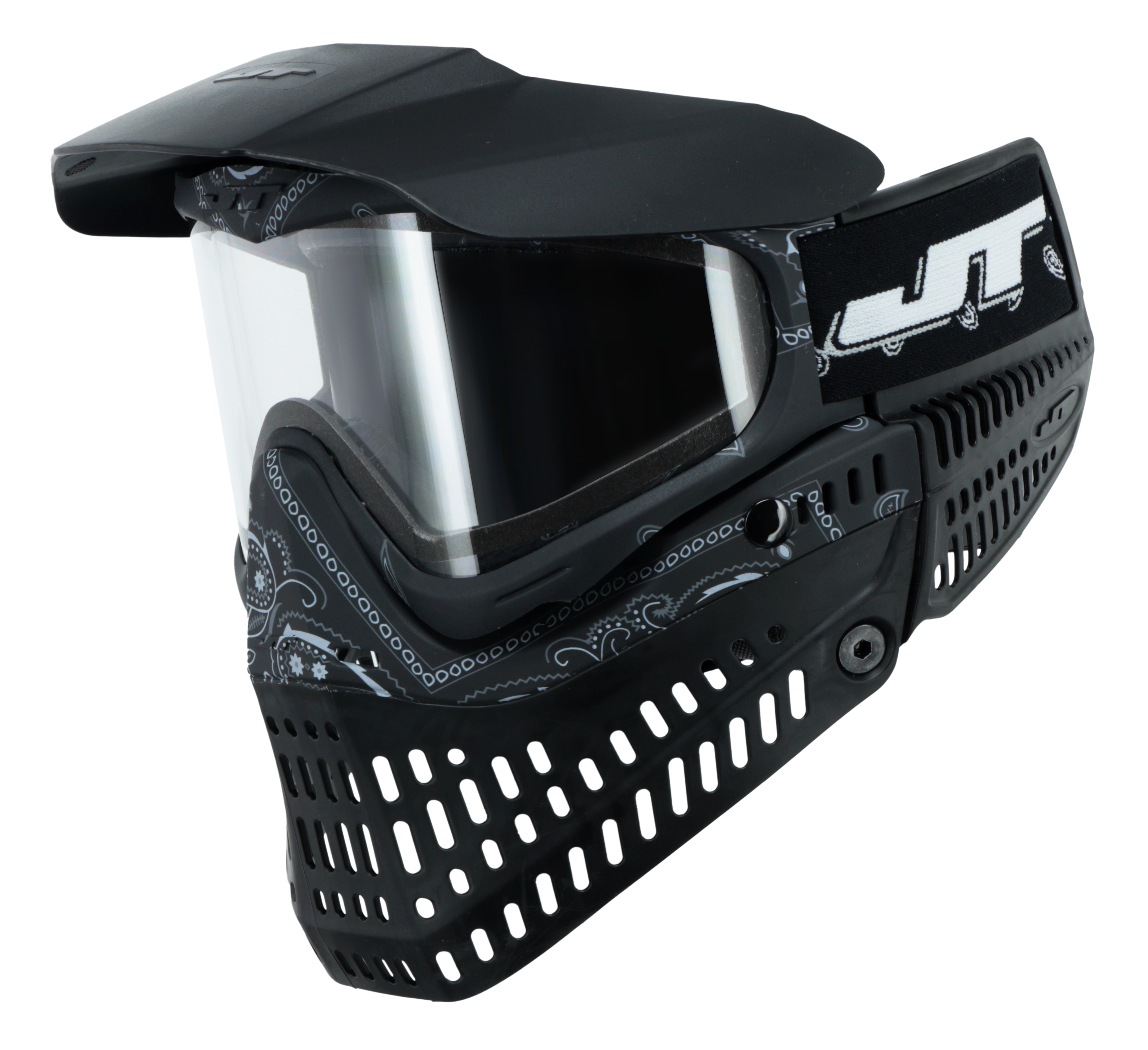 JT Proflex Paintball Mask - LE Bandana Series - Black w/ Clear & Smoke Lens