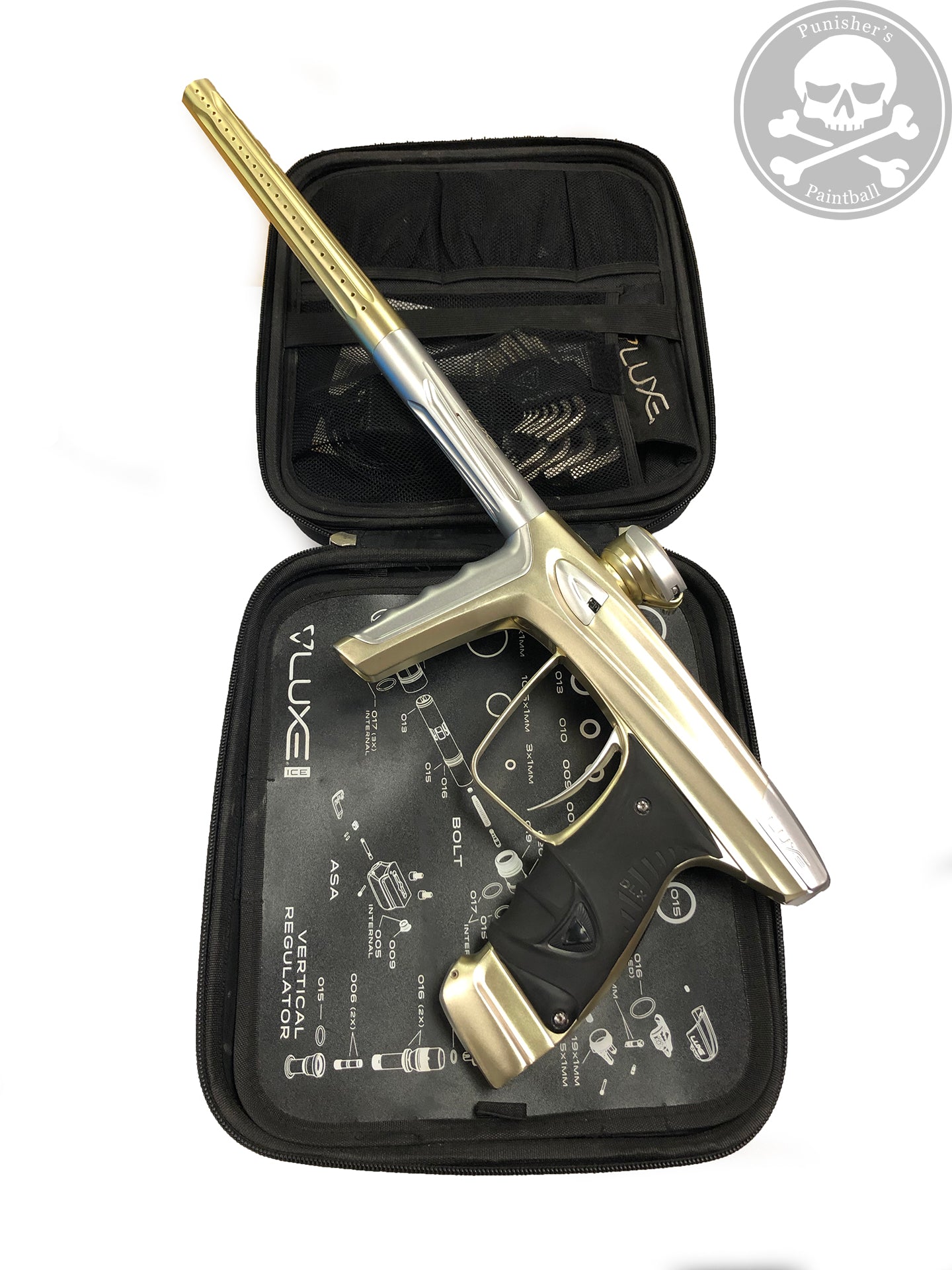 Used DLX Luxe Ice Paintball Gun - Gold/Silver