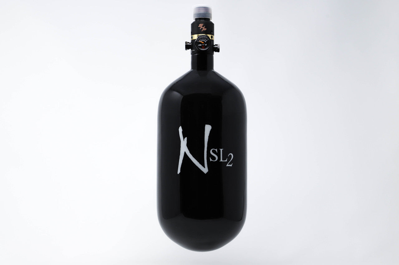 Ninja SL2 77/4500 Carbon Fiber Paintball Tank - Black/White - ProV2 SHP Regulator