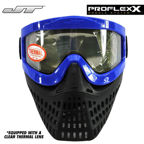 JT Proflex X Thermal Paintball Mask - Blue Frame and Strap w/ Quick Change System