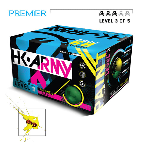 HK Army Premier Paintballs - Level 3 - Lime Green Shell / Yellow Fill