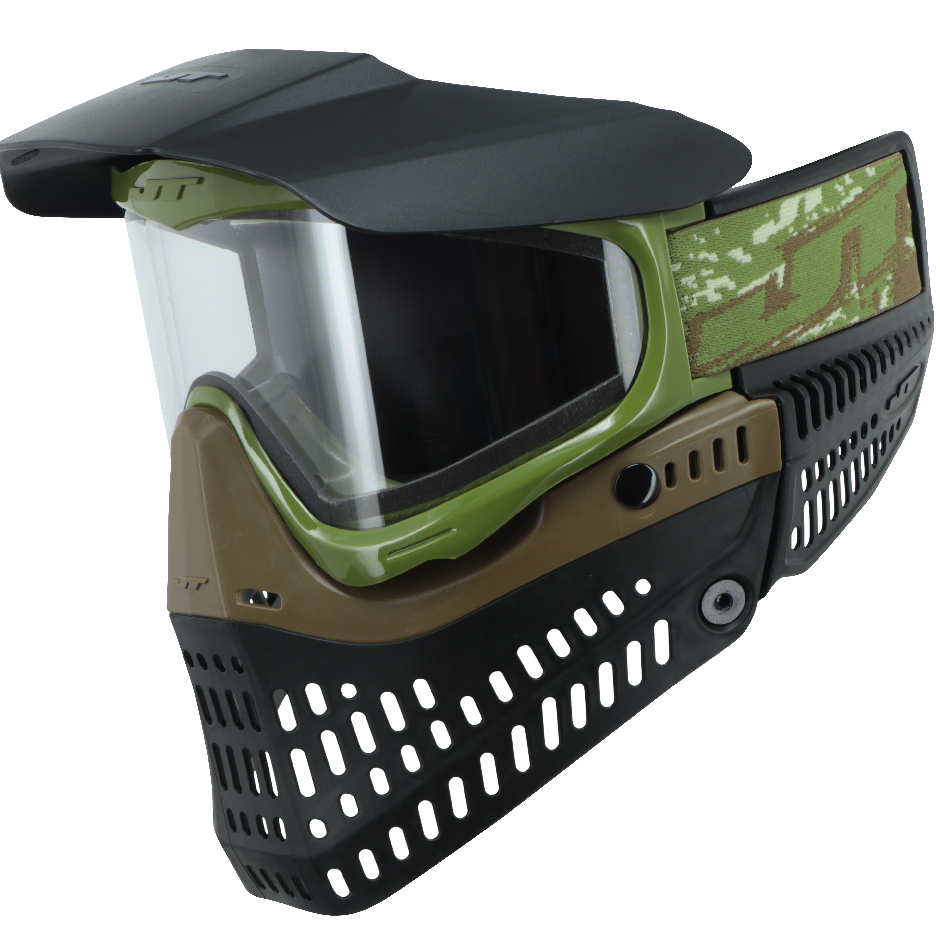 JT Proflex Paintball Mask - SE Olive & Brown w/ Clear Thermal Lens