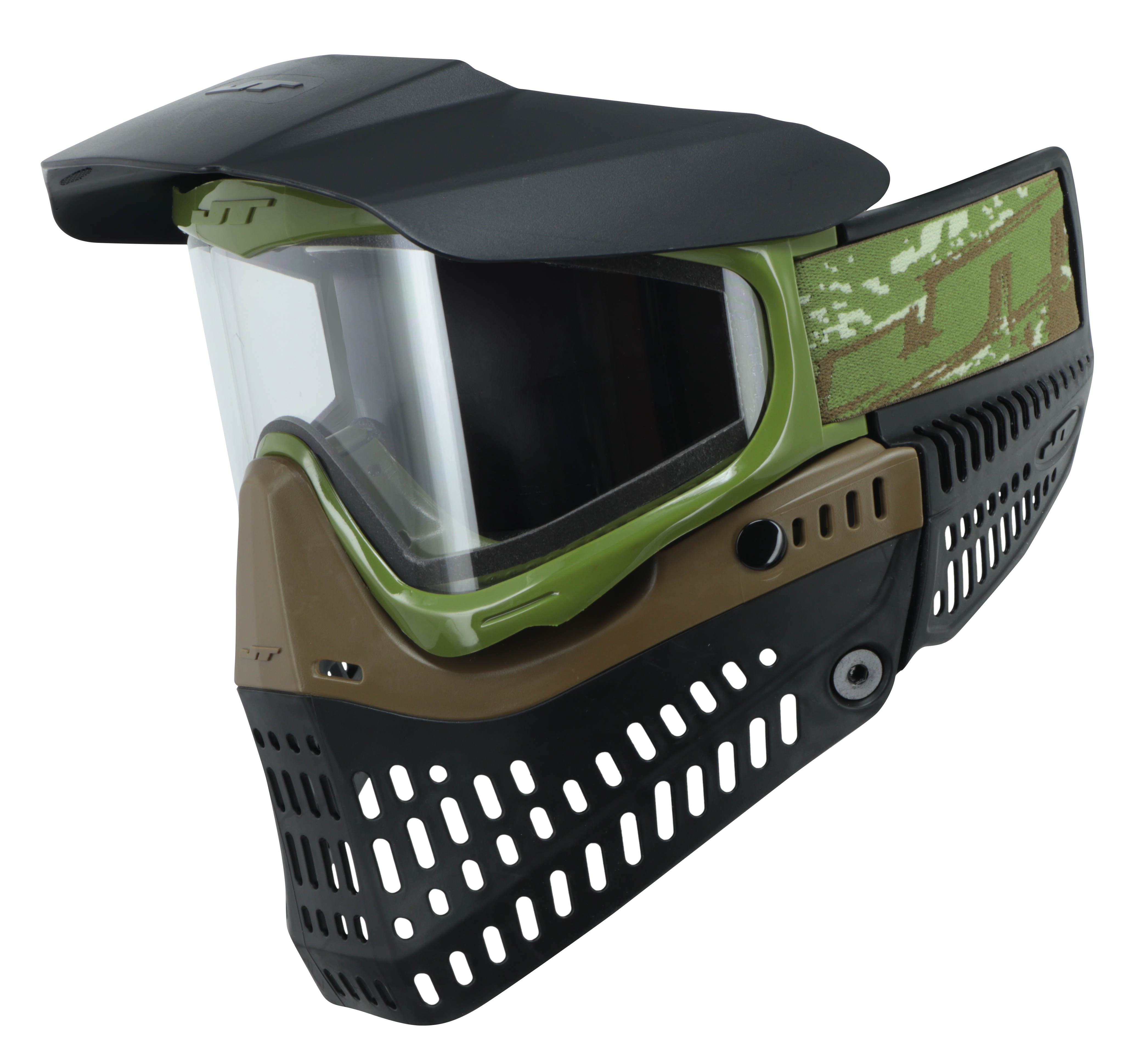 JT Proflex Paintball Mask - SE Olive & Brown w/ Clear Thermal Lens