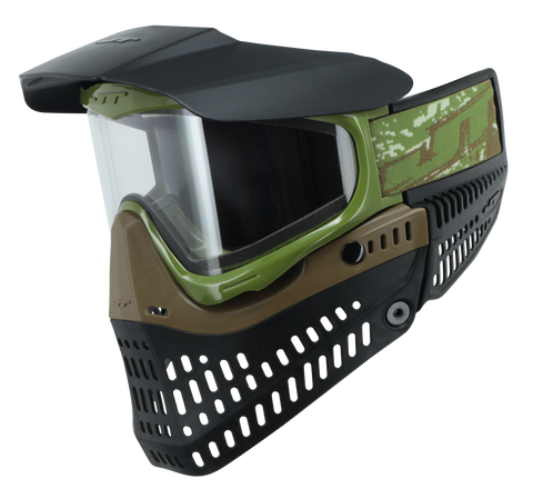 JT Proflex Paintball Mask - SE Olive & Brown w/ Clear Thermal Lens