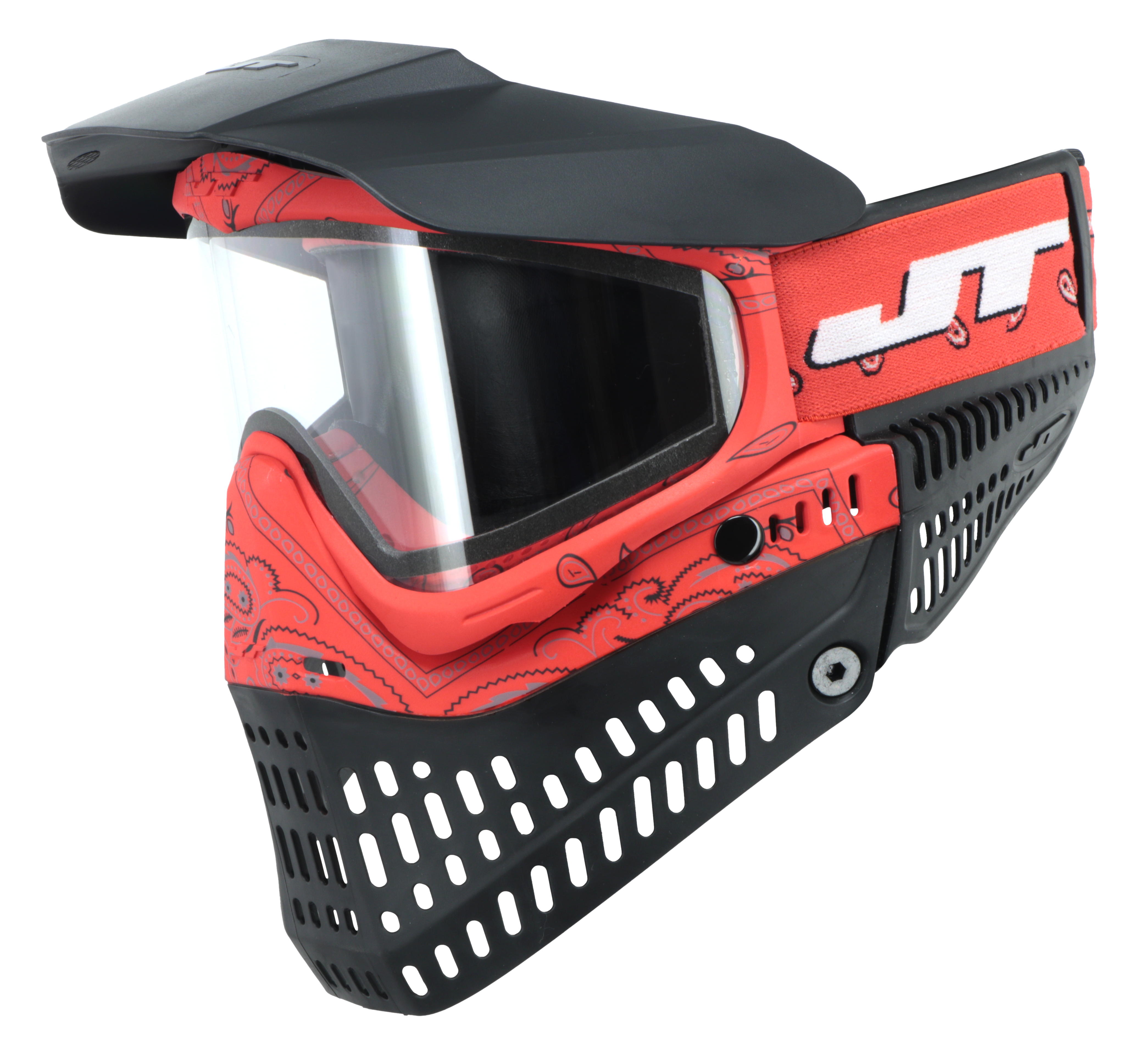 JT Proflex Paintball Mask - LE Bandana Series - Red w/ Clear & Smoke Lens