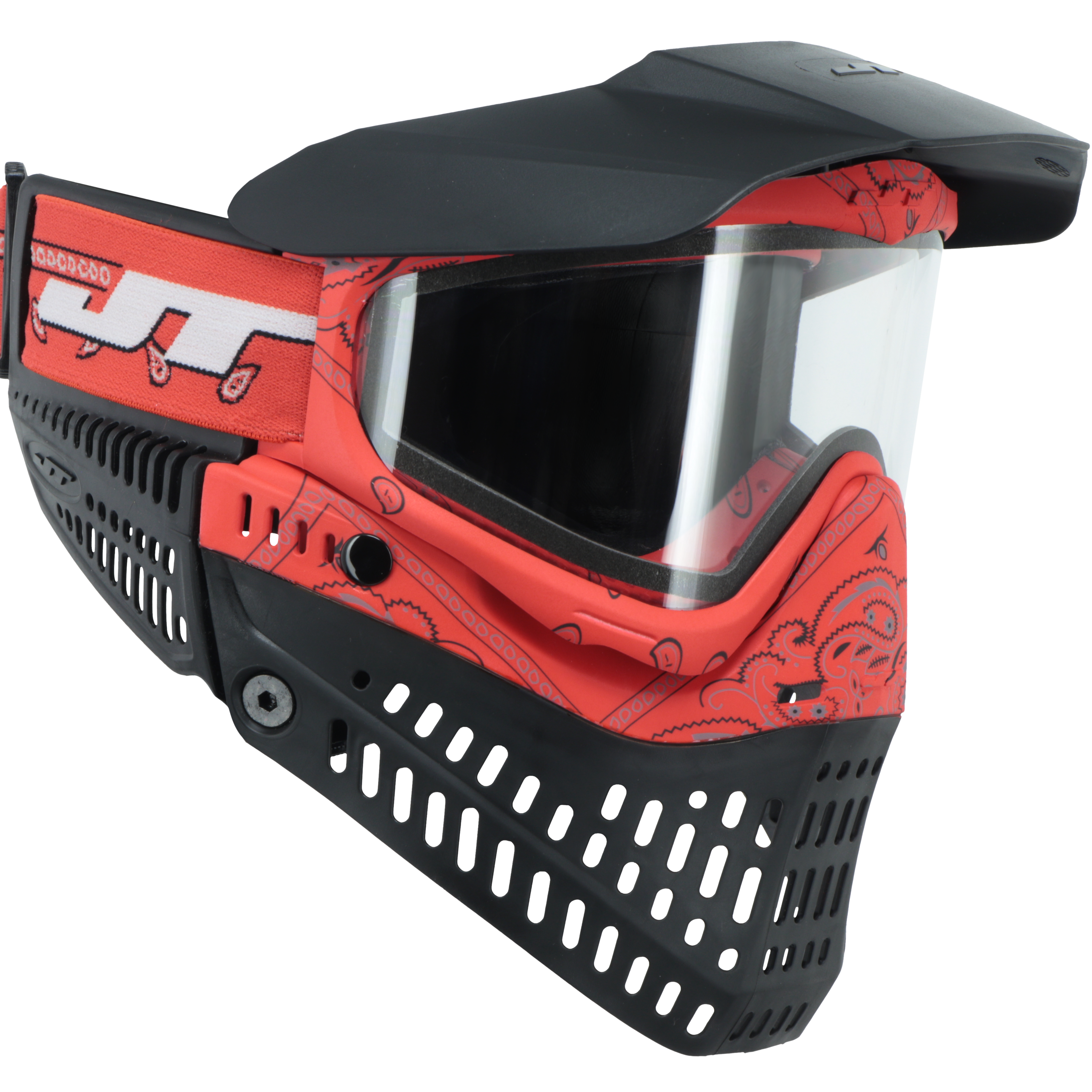 JT Proflex Paintball Mask - LE Bandana Series - Red w/ Clear & Smoke Lens
