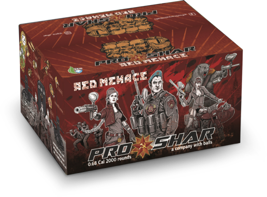 Pro-Shar Red Menace 2 Tone Paintballs 2000 Count - Metallic Ruby/Gold Shell - Bright Neon Fill