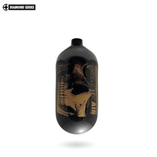 Infamous Skeleton Air "SAVAGE SKULL" Paintball Tank BOTTLE ONLY - Diamond Series - Black / Gold - 80/4500 PSI