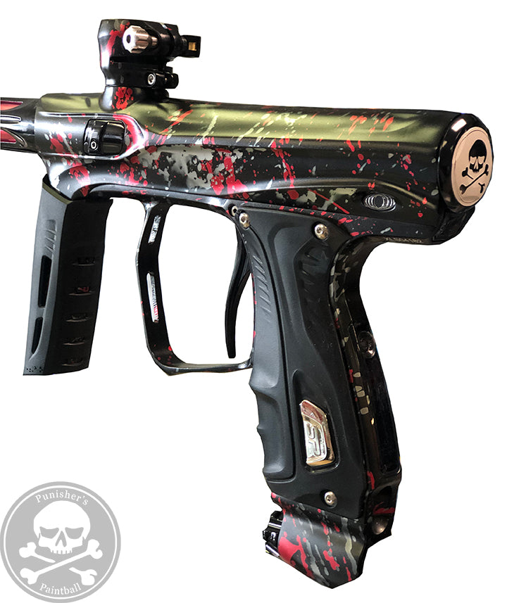 Shocker XLS Paintball Gun - Punishers Paintball Tri Color Splash - Black/Red/Silver