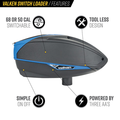 Valken VSL Switch Paintball Loader - Black/Blue