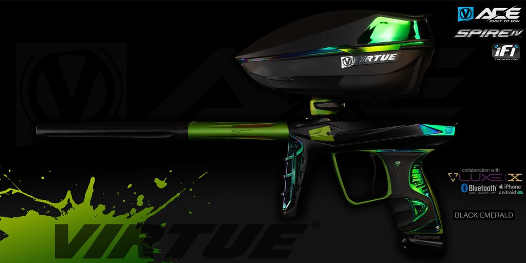 Virtue Ace Luxe X Paintball Marker + Spire IV - Black Emerald