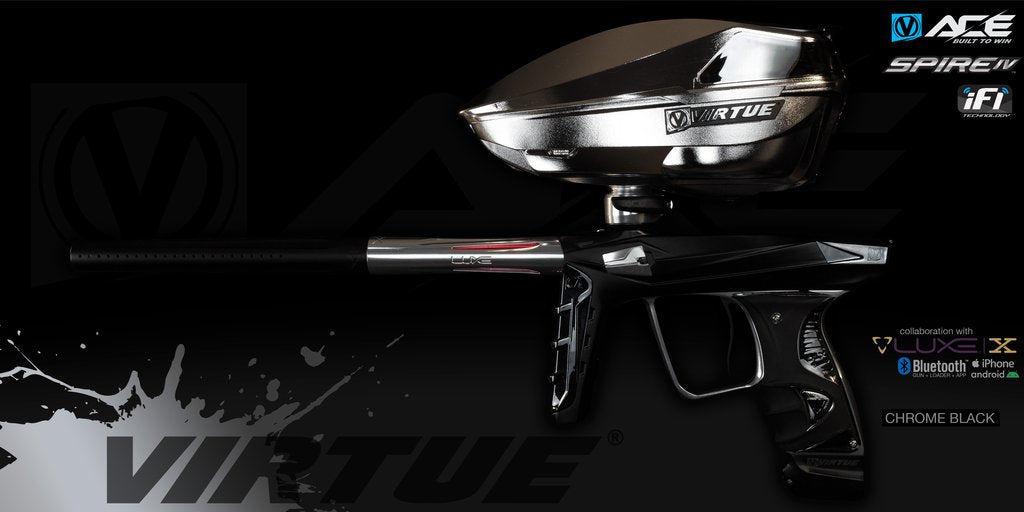 Virtue Ace Luxe X Paintball Marker + Spire IV - Chrome Black