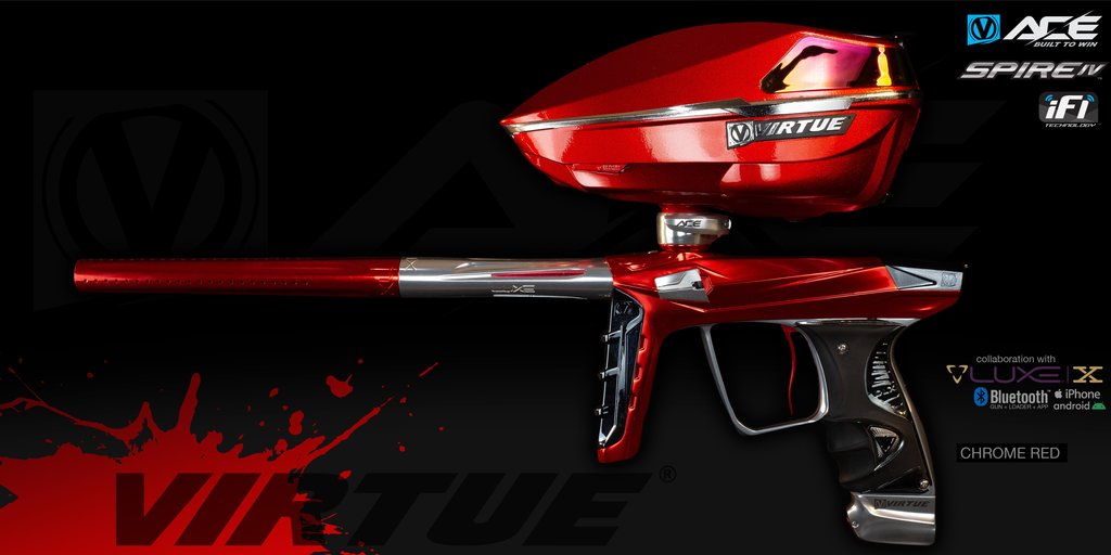 Virtue Ace Luxe X Paintball Marker + Spire IV - Chrome Red