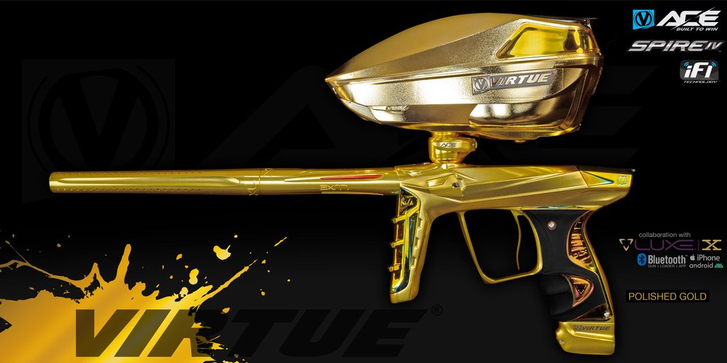 Virtue Ace Luxe X Paintball Marker + Spire IV - Polished Gold