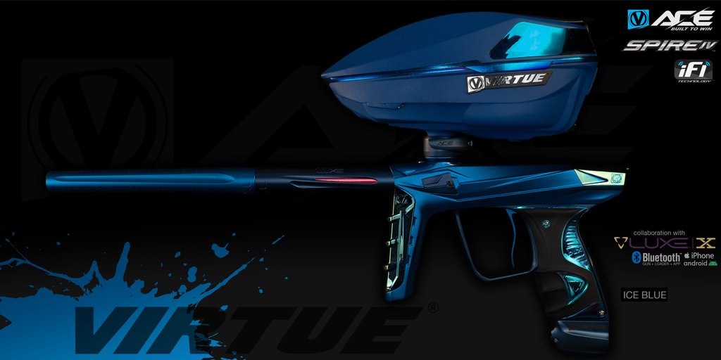 Virtue Ace Luxe X Paintball Marker + Spire IV - Ice Blue