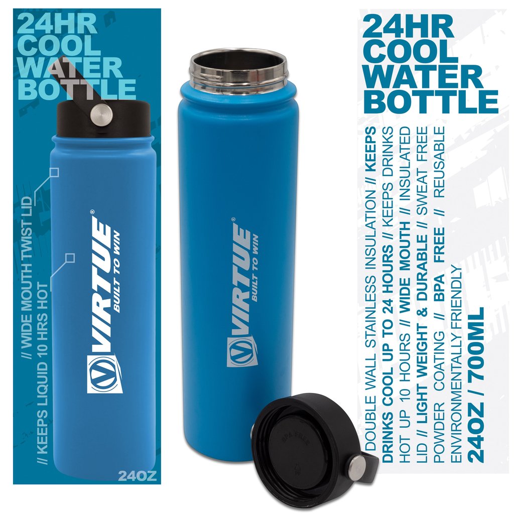 Virtue Stainless Steel 24 Hour Cool Water Bottle - 24 ounce - Blue
