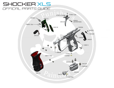 SP Shocker XLS Trigger Frame Parts List - Pick the Part You Need!
