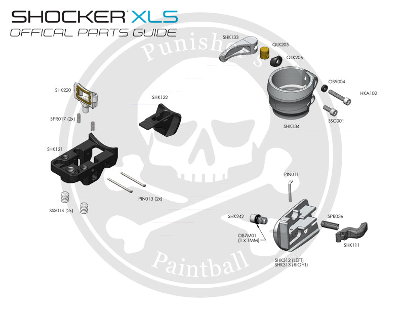 SP Shocker XLS Latch/Ball Detent/Feedtube Parts List - Pick the Part You Need!