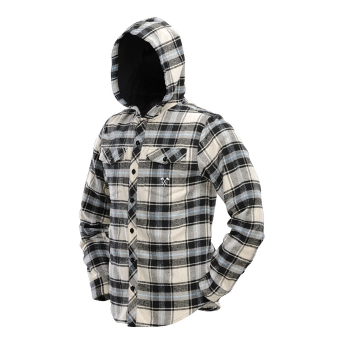 Hooded Flannel - Blue / Tan