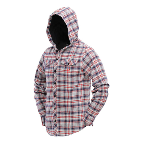 Hooded Flannel - Gray / Red