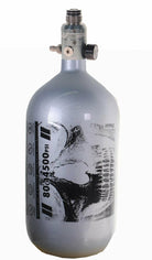 INFAMOUS AIR Hyperlight Savage Skull Diamond Series Paintball Tank - BOTTLE ONLY - Silver/Black - 80CI / 4500PSI