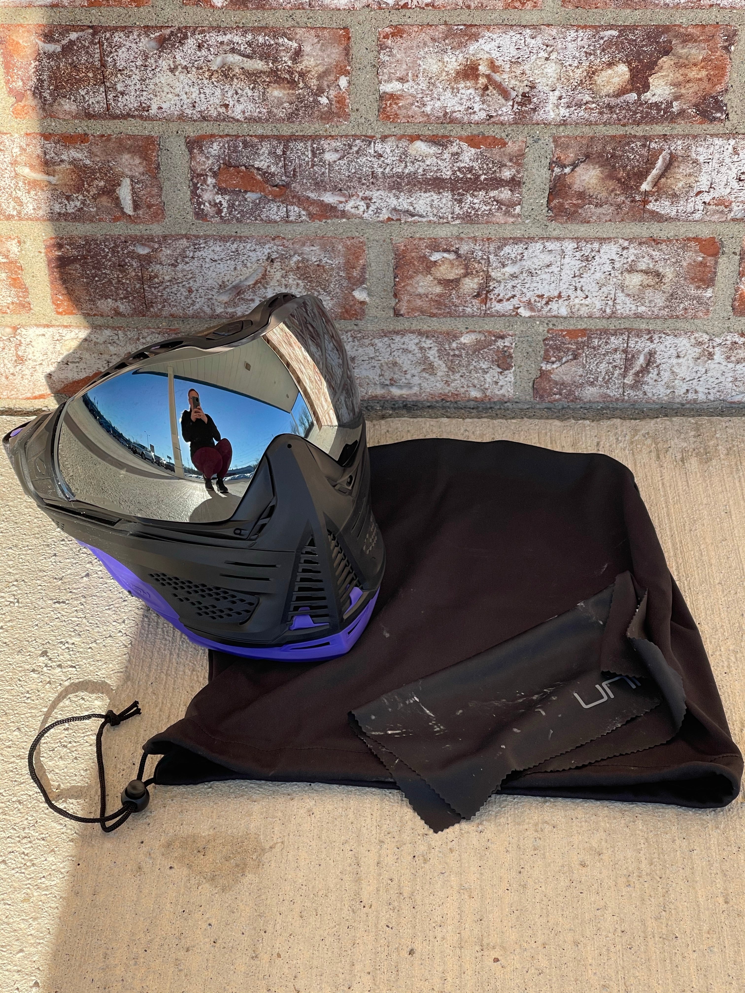 Used Push Unite Paintball Mask - Black with Purple Chin Extender