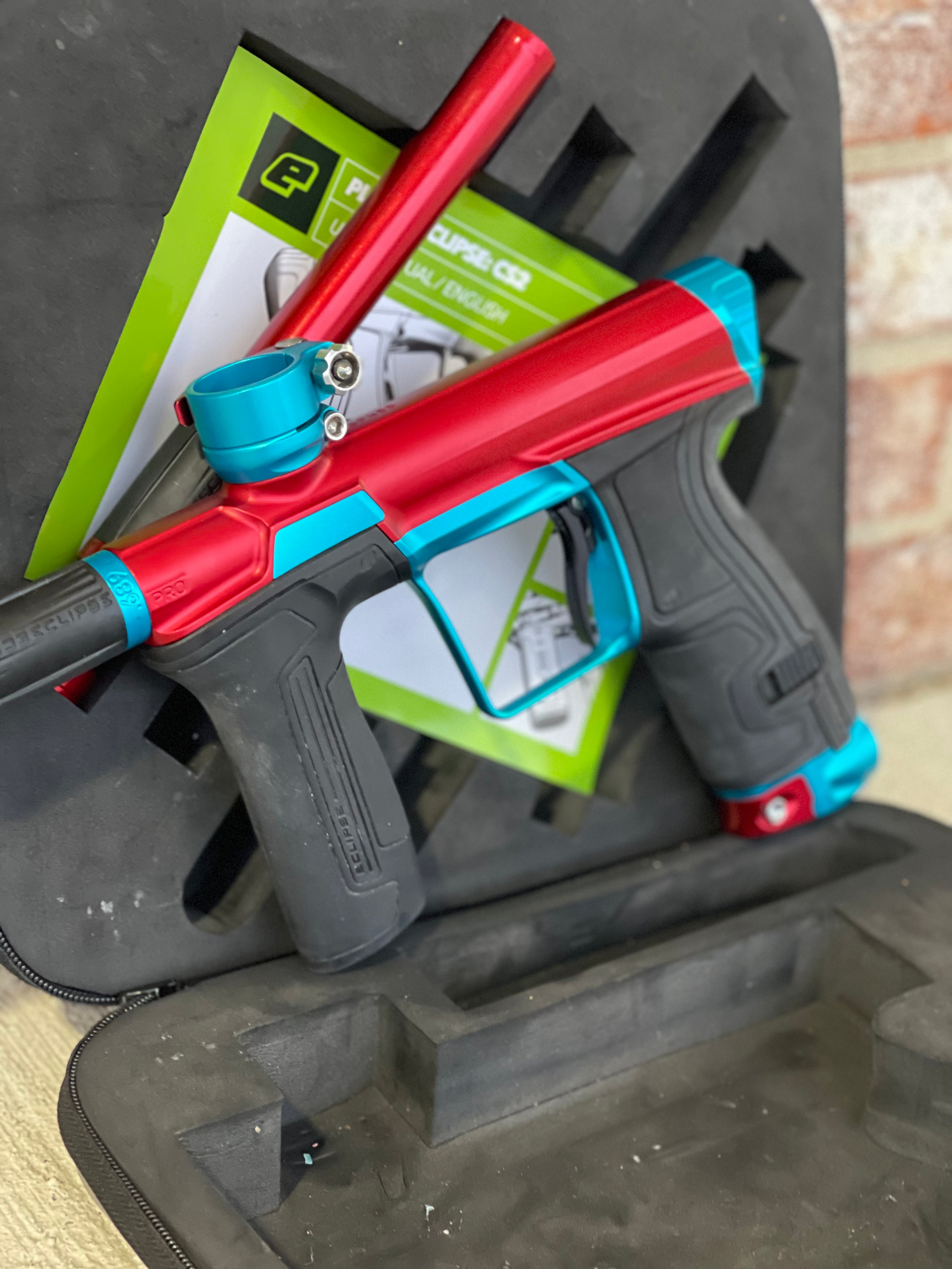 Used Planet Eclipse CS2 Pro Paintball Gun Red Teal Used planet eclipse cs2 pro paintball gun red teal